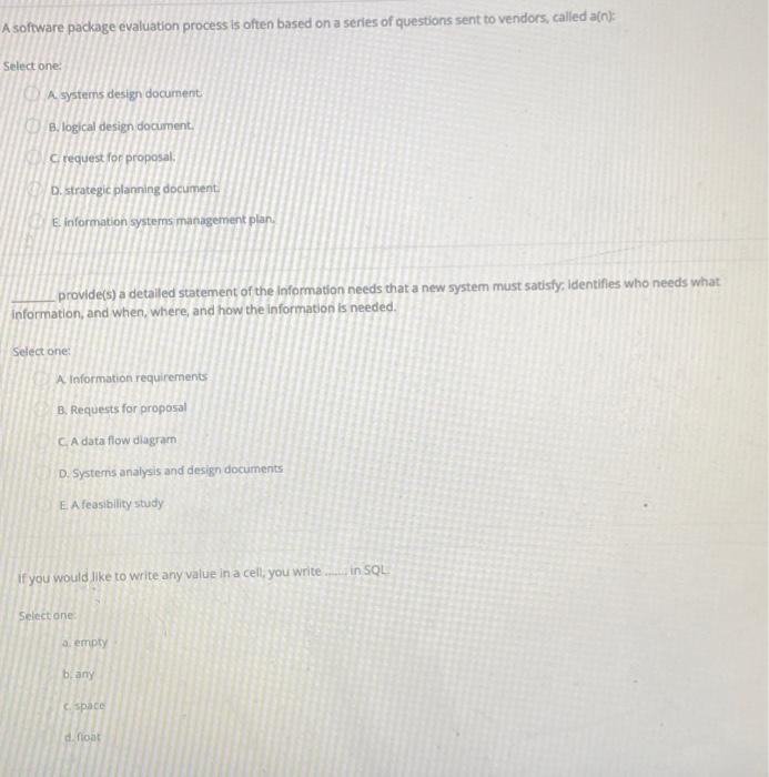 A software package evaluation process is often
