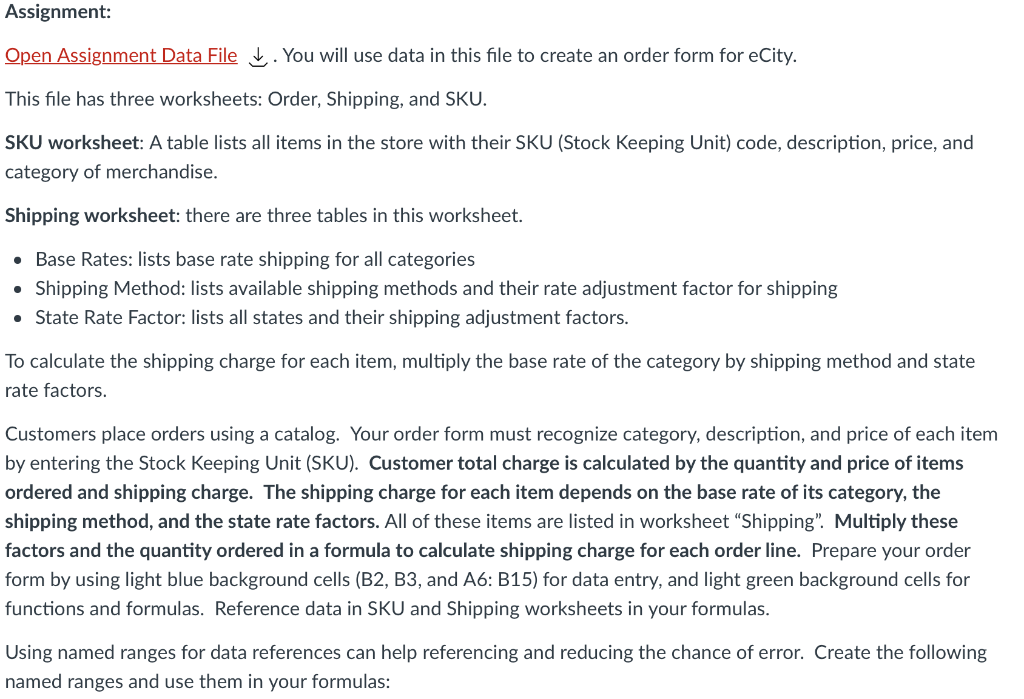 eCity Order Form Customer ID Shipping Method