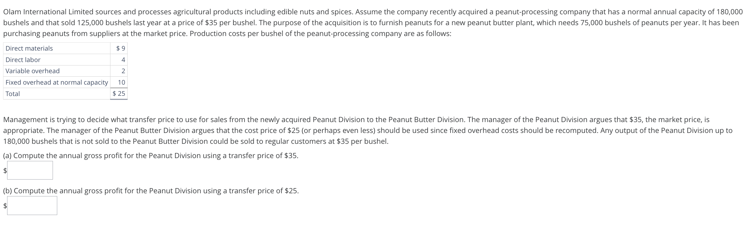 Management is trying to decide what transfer