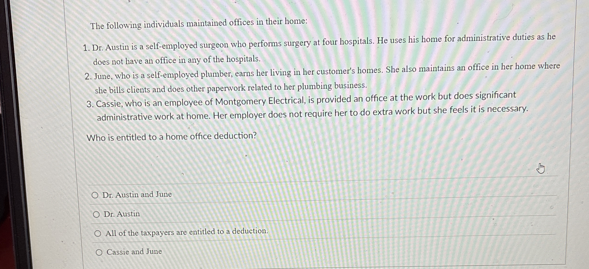 The following individuals maintained offices in