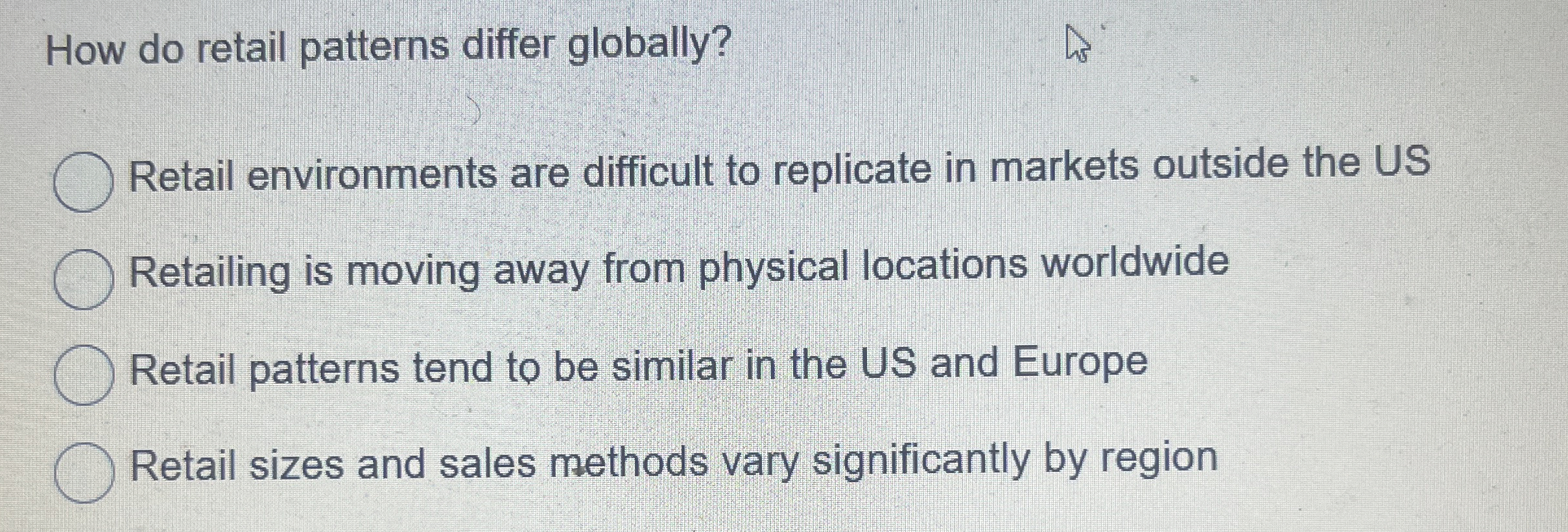 How do retail patterns differ globally? Retail