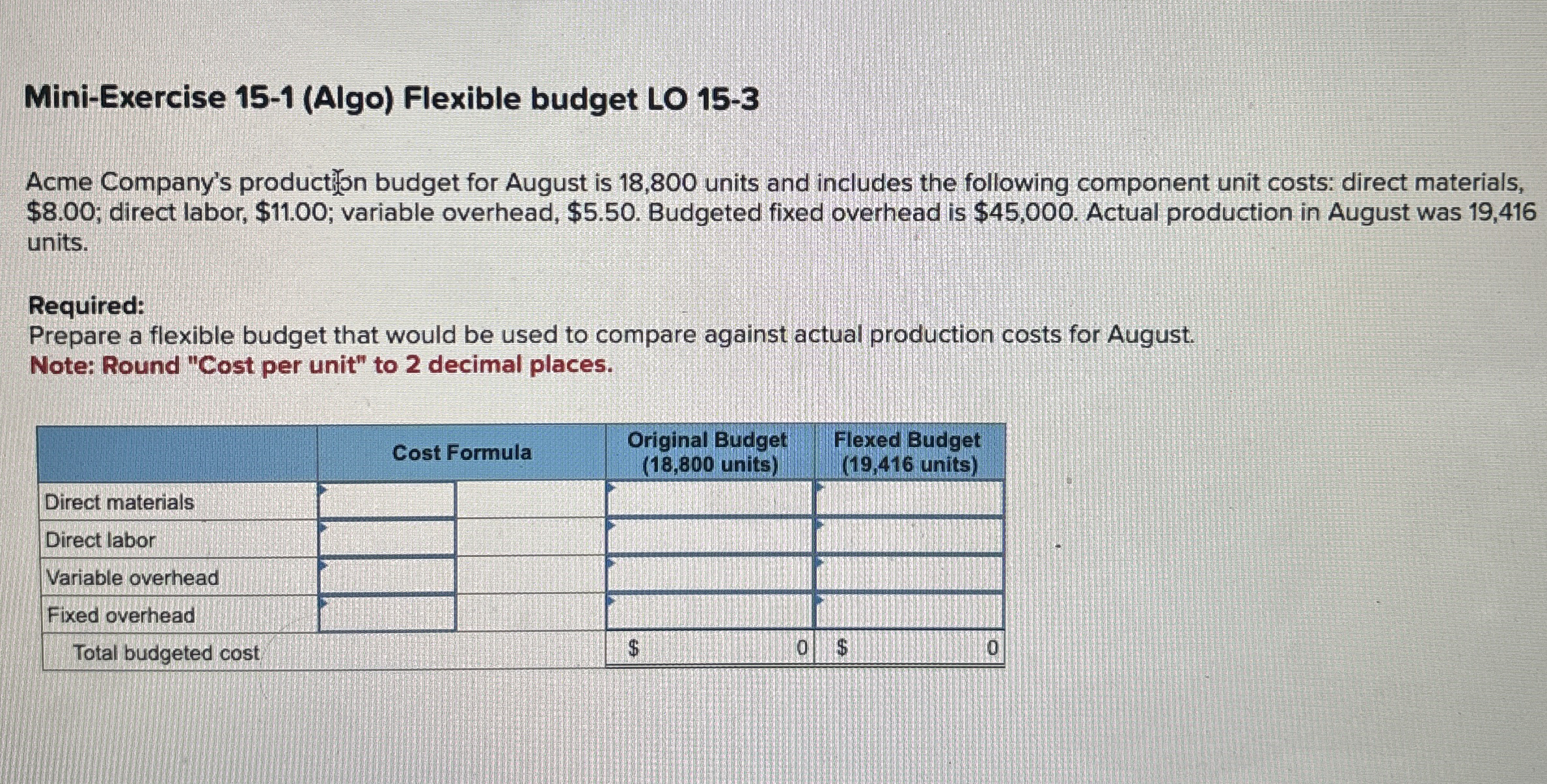 Mini - Exercise 1 5 - 1 ( Algo ) Flexible budget