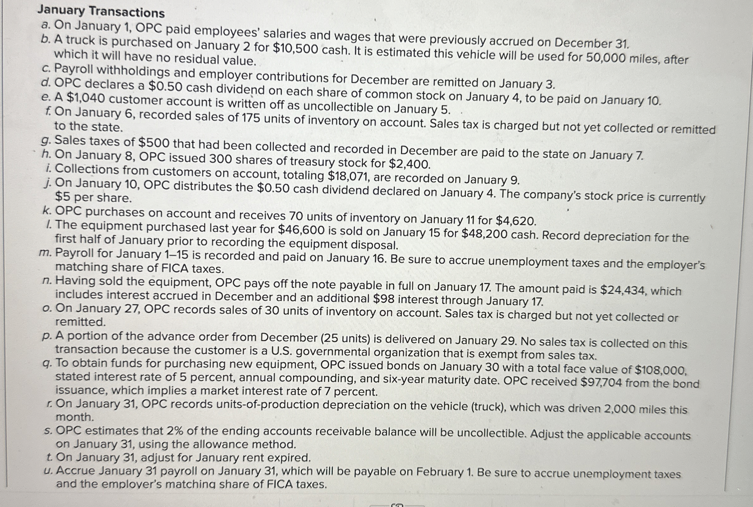 Prepare journal entry for january transactions