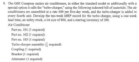 9. The GHI Company makes air conditioners, in