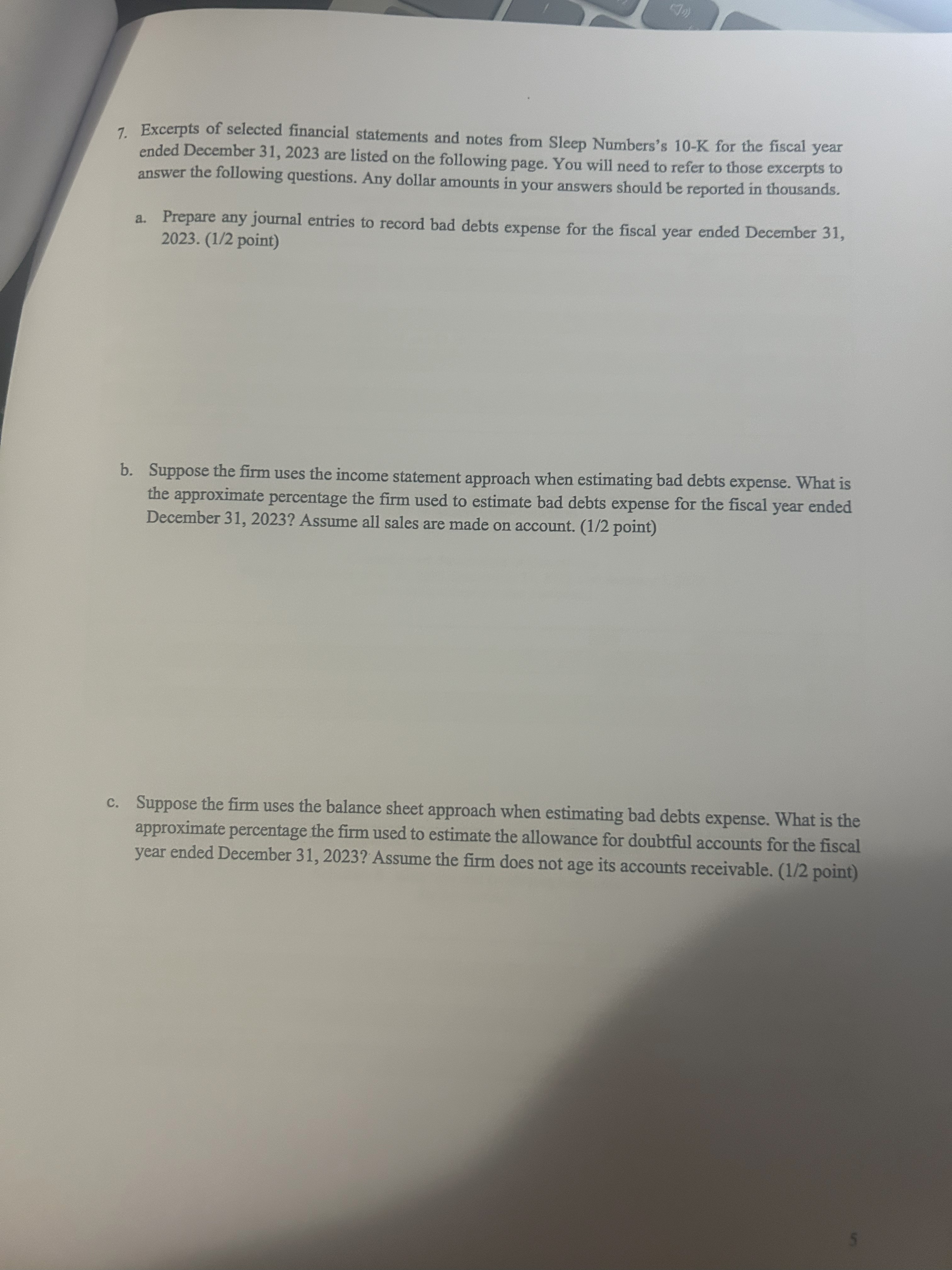 7 . Excerpts of selected financial statements and