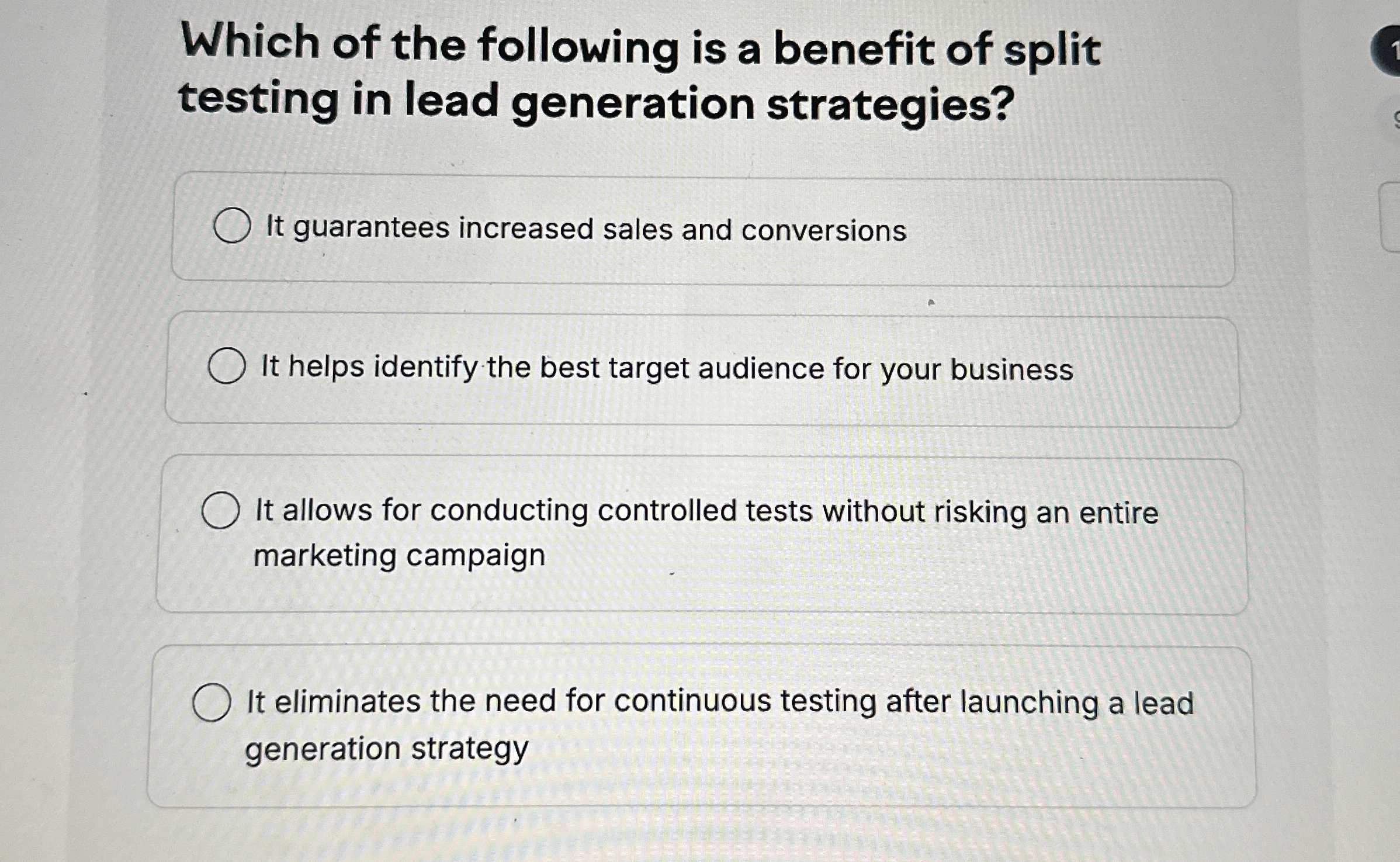 Which of the following is a benefit of split