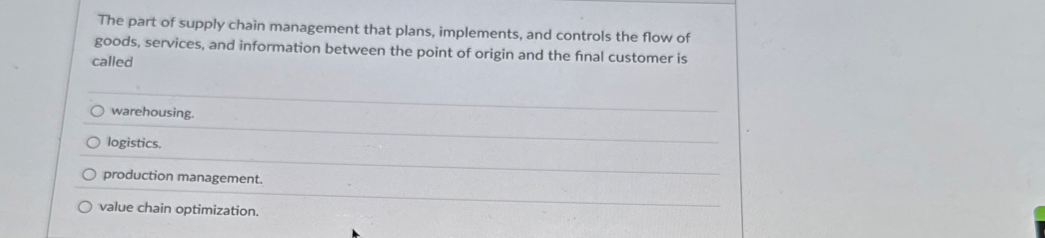 The part of supply chain management that plans,