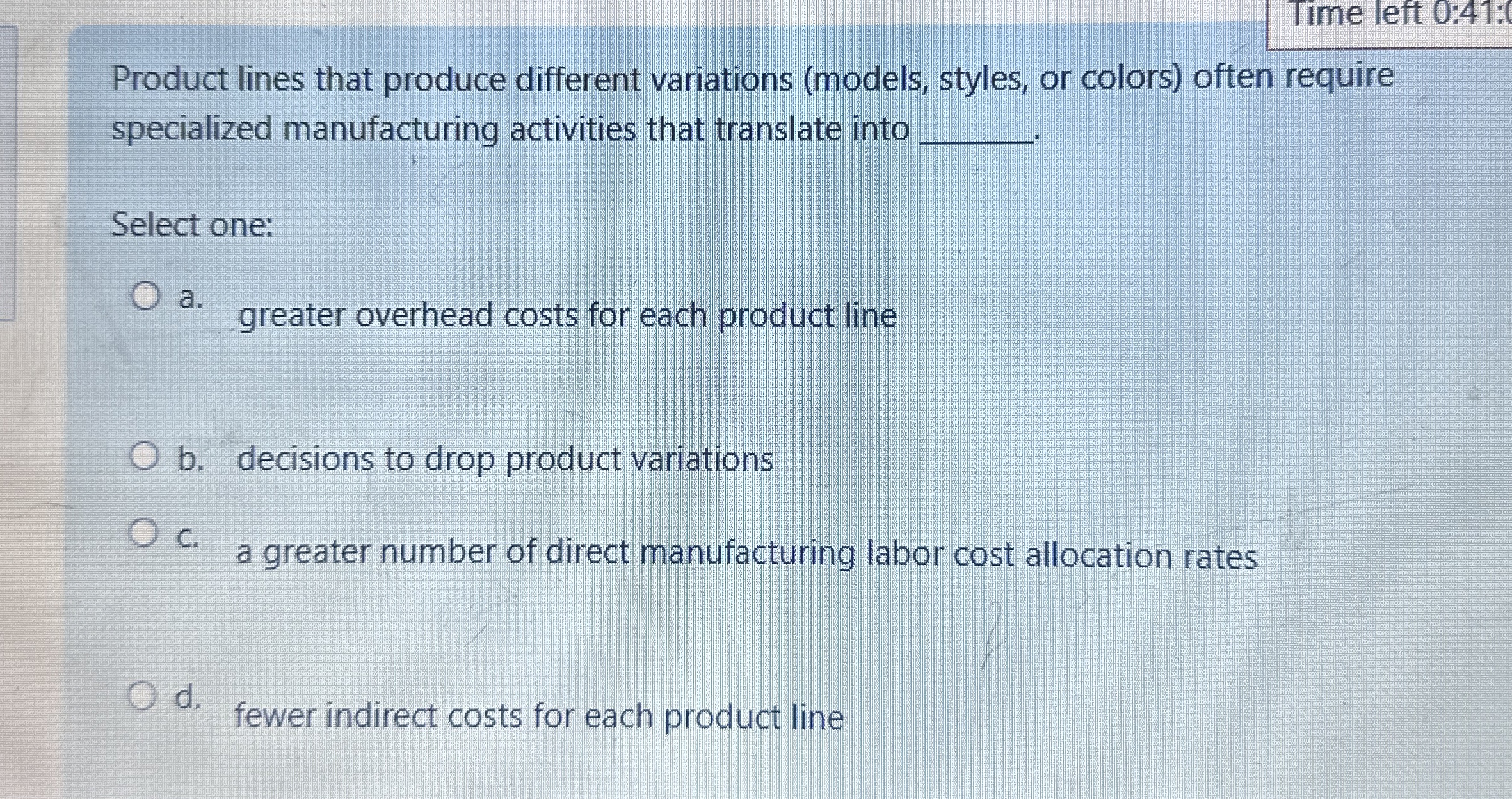Time left 0 : 4 1 : Product lines that produce