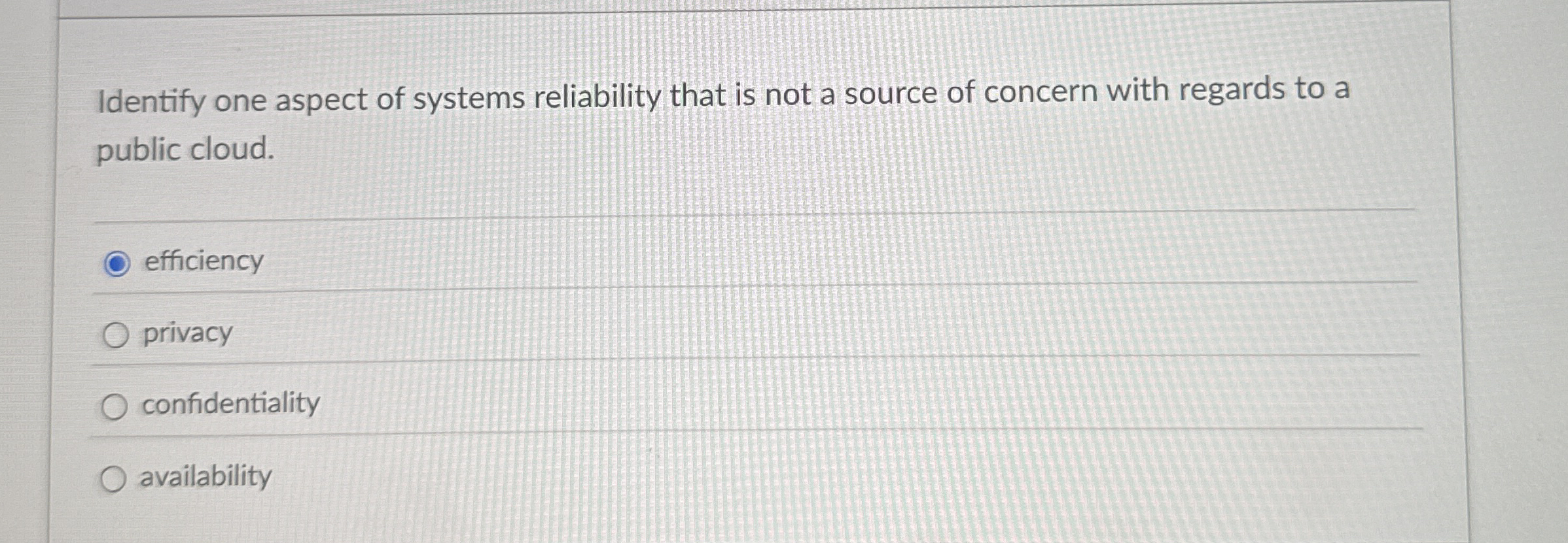 Identify one aspect of systems reliability that
