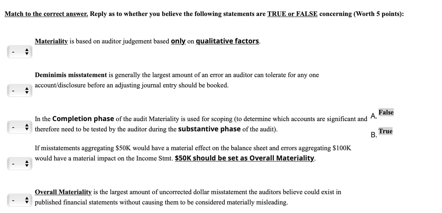 Match to the correct answer. Reply as to whether