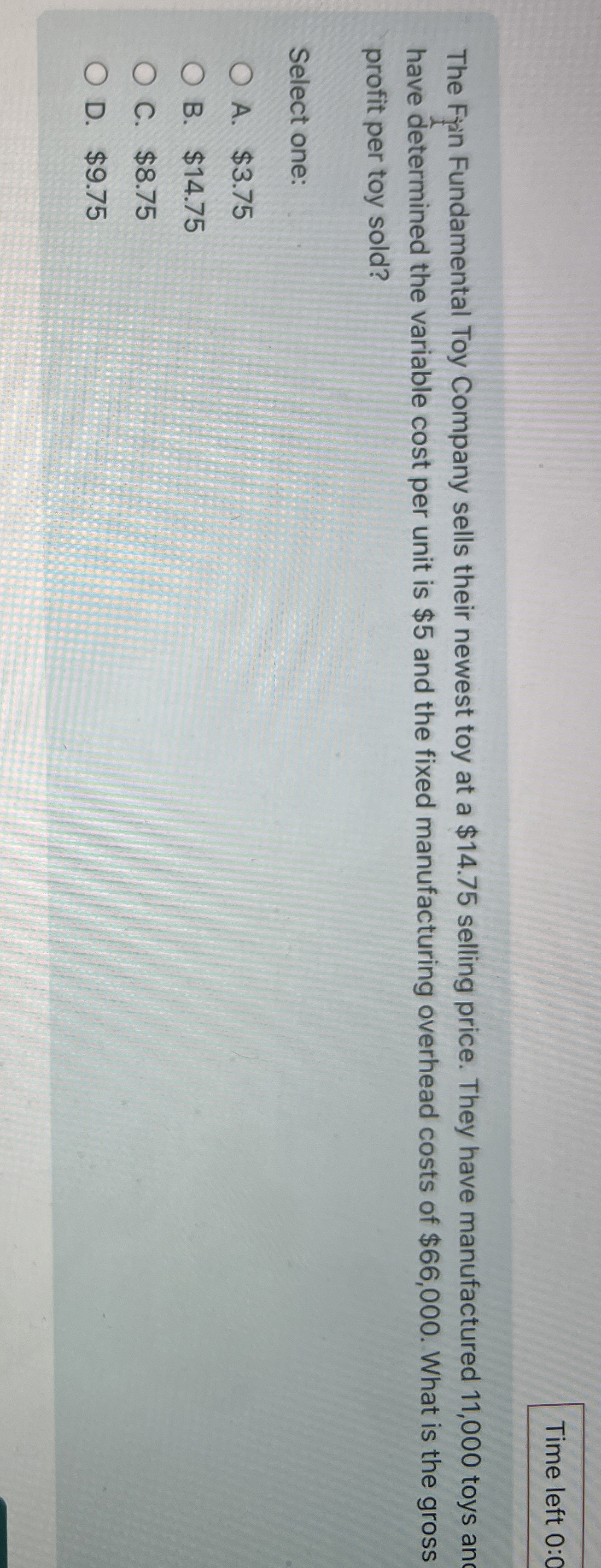 Time left 0 : 0 The Fin Fundamental Toy Company