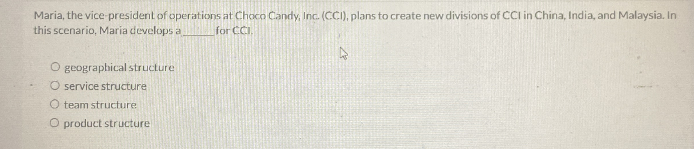 Maria, the vice - president of operations at