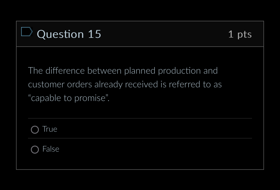 Question 1 5 1 pts The difference between planned