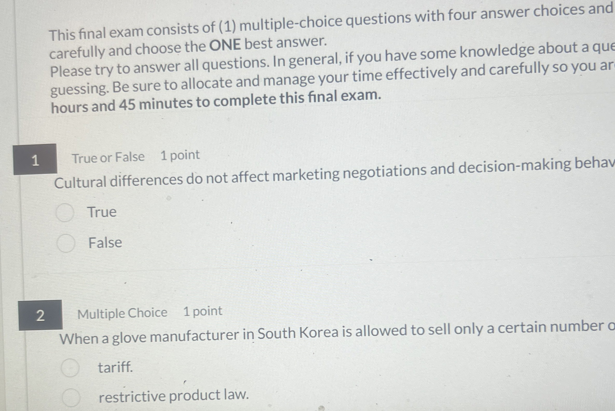 This final exam consists of ( 1 ) multiple -