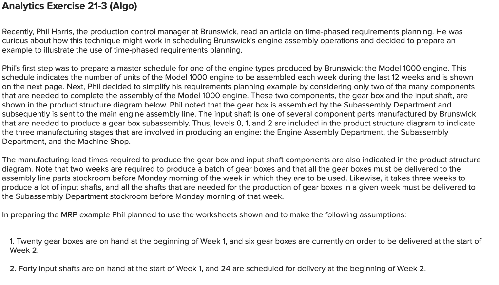 Analytics Exercise 21-3 (Algo) Recently, Phil