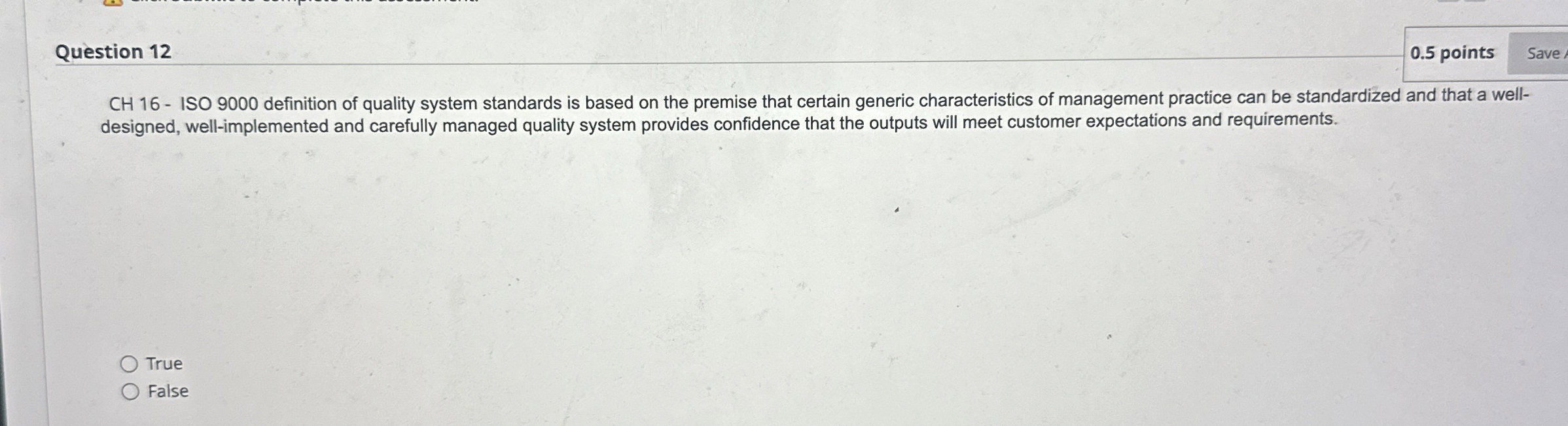 Question 1 2 0 . 5 points CH 1 6 - ISO 9 0 0 0