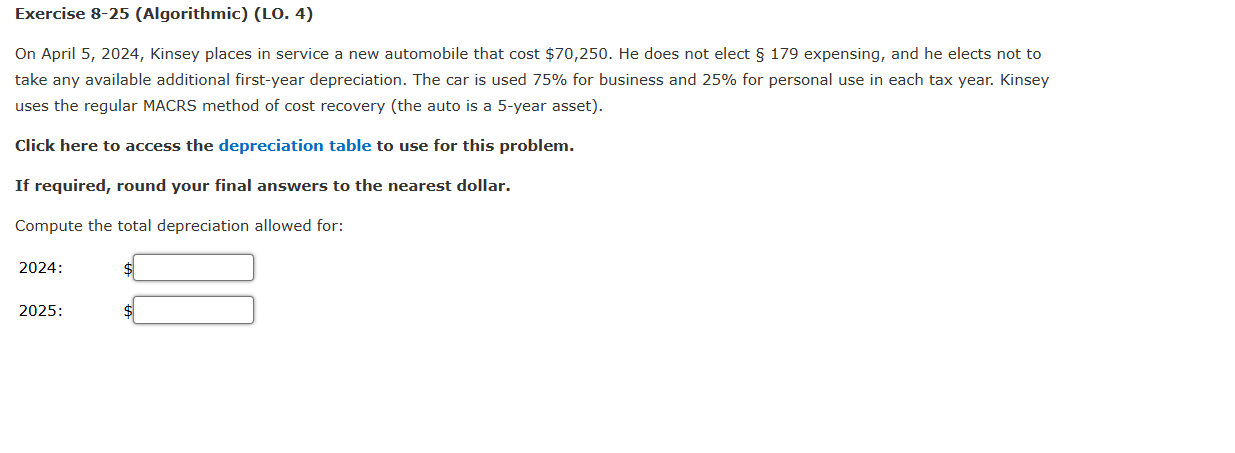Exercise 8 - 2 5 ( Algorithmic ) ( LO . 4 ) On