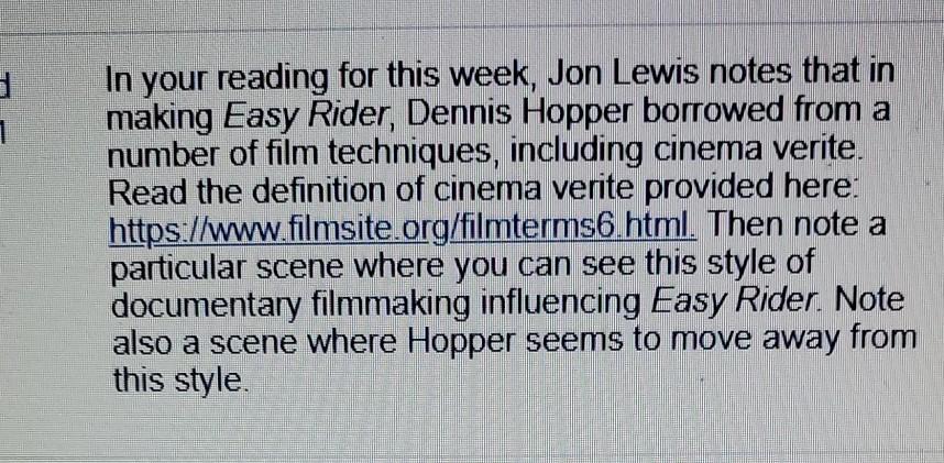 1 In your reading for this week, Jon Lewis notes