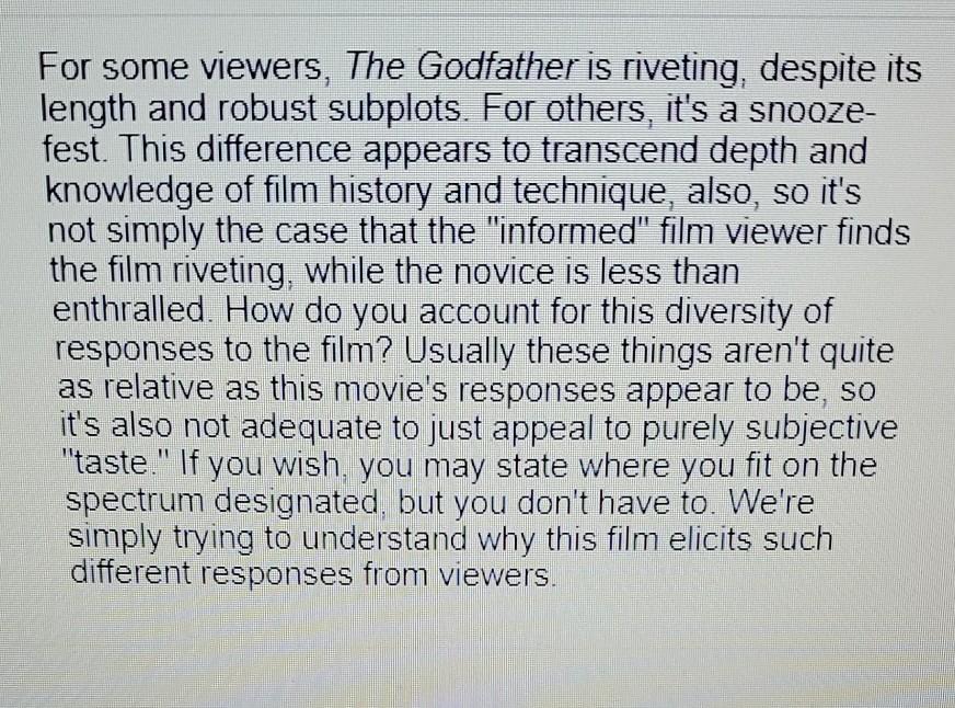 1 In your reading for this week, Jon Lewis notes