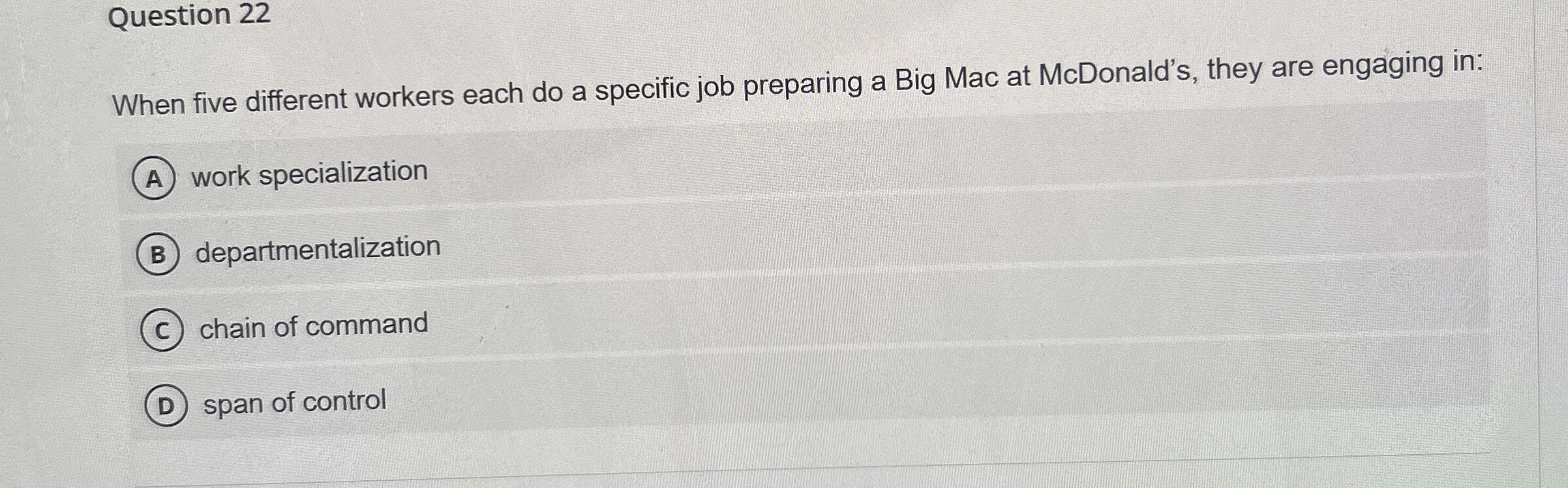 Question 2 2 When five different workers each do