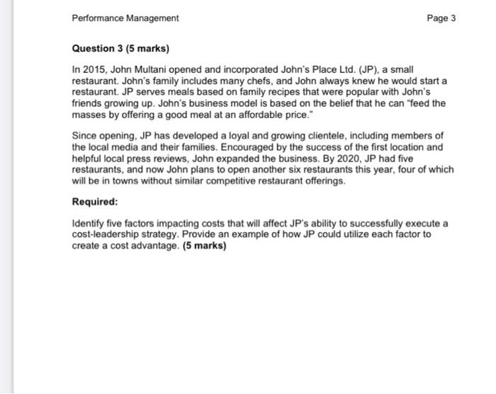 Performance Management Page 3 Question 3 (5