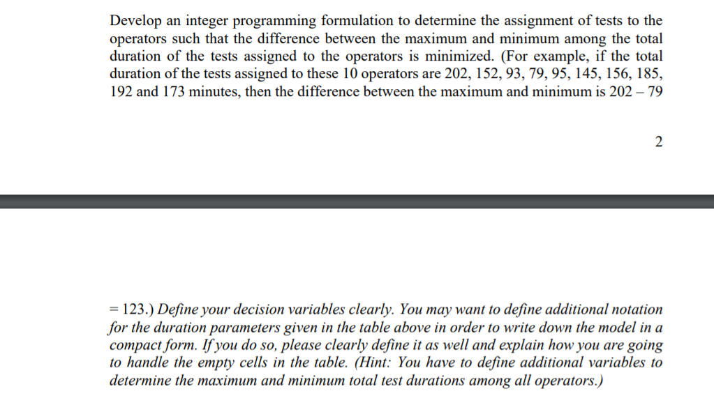Question 2 (25 points) The testing department at