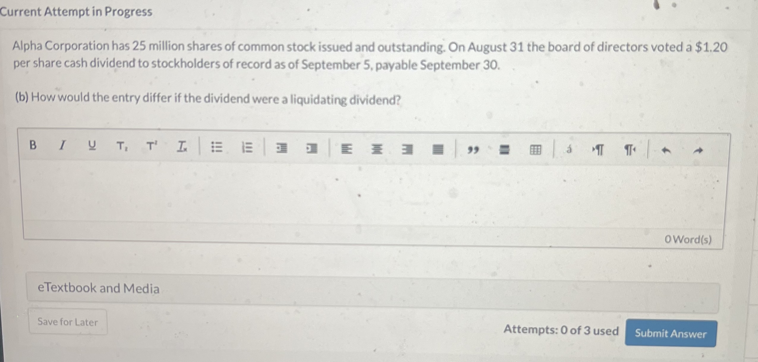 Current Attempt in Progress Alpha Corporation has