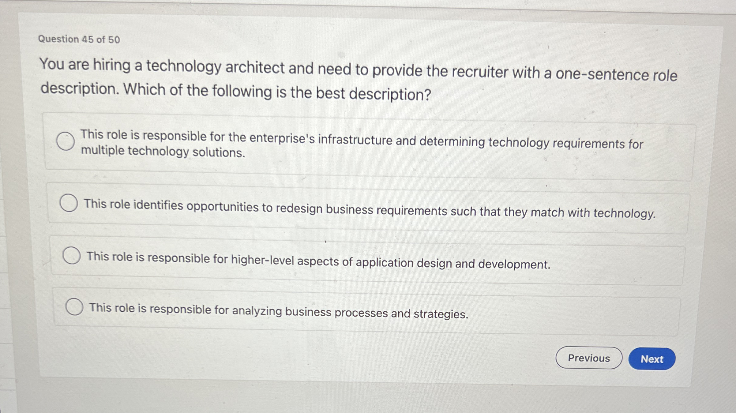 Question 4 5 of 5 0 You are hiring a technology