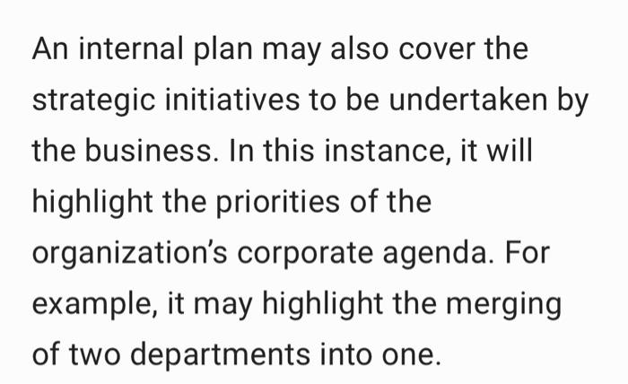 Create an internal buisness plan for a future