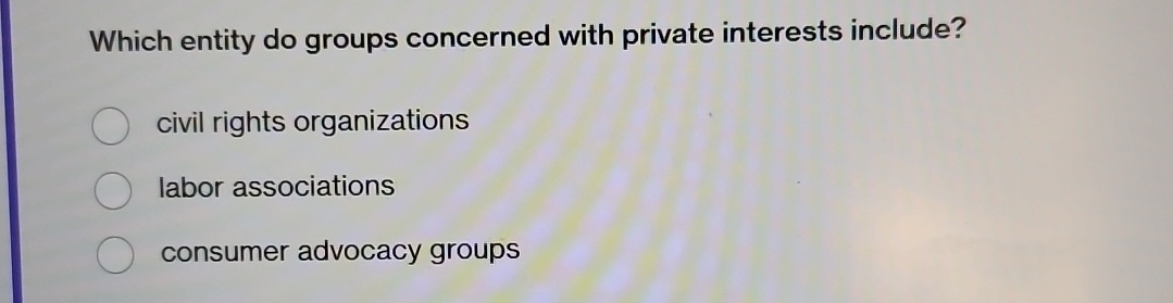 Which entity do groups concerned with private