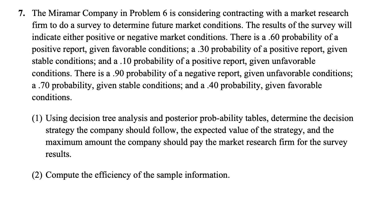 7 . The Miramar Company in Problem 6 is