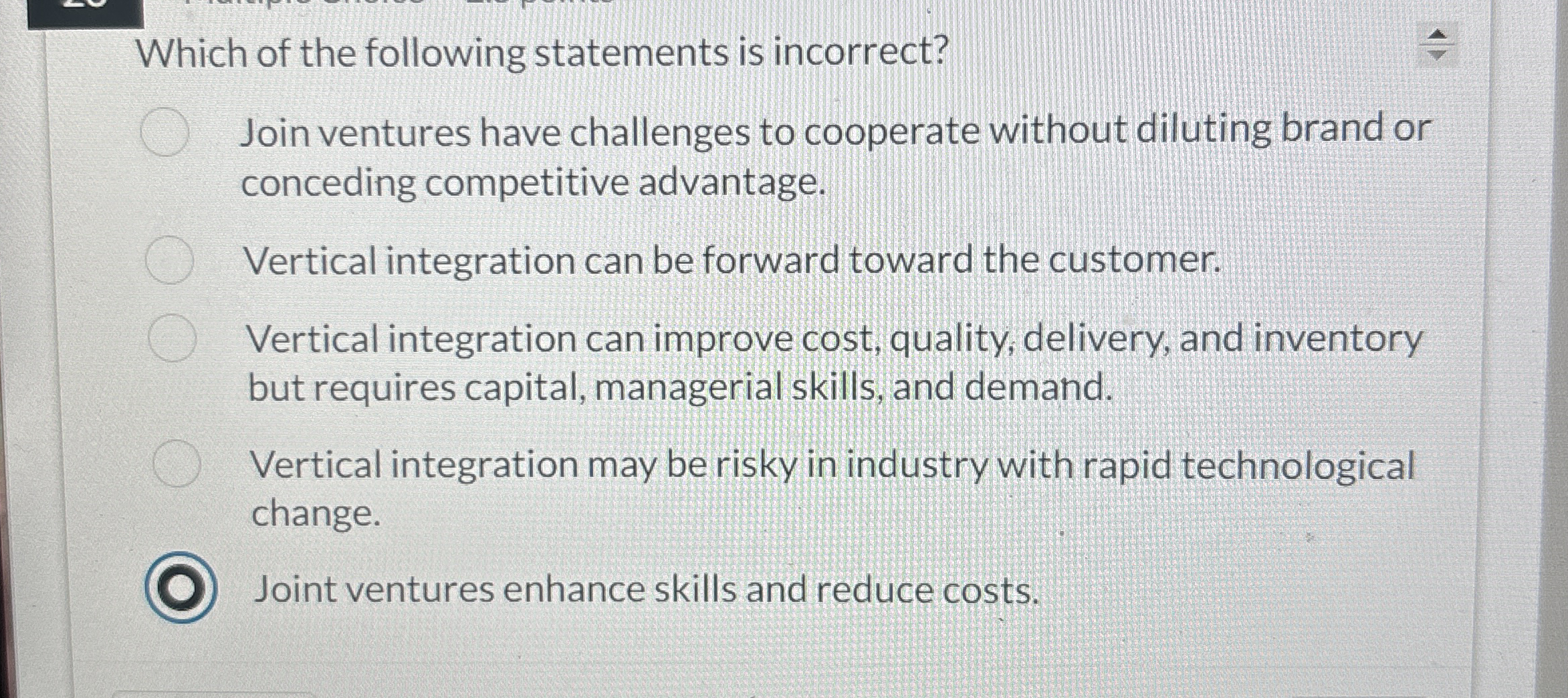 Which of the following statements is incorrect?