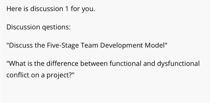 Here is discussion 1 for you. 1 Discussion