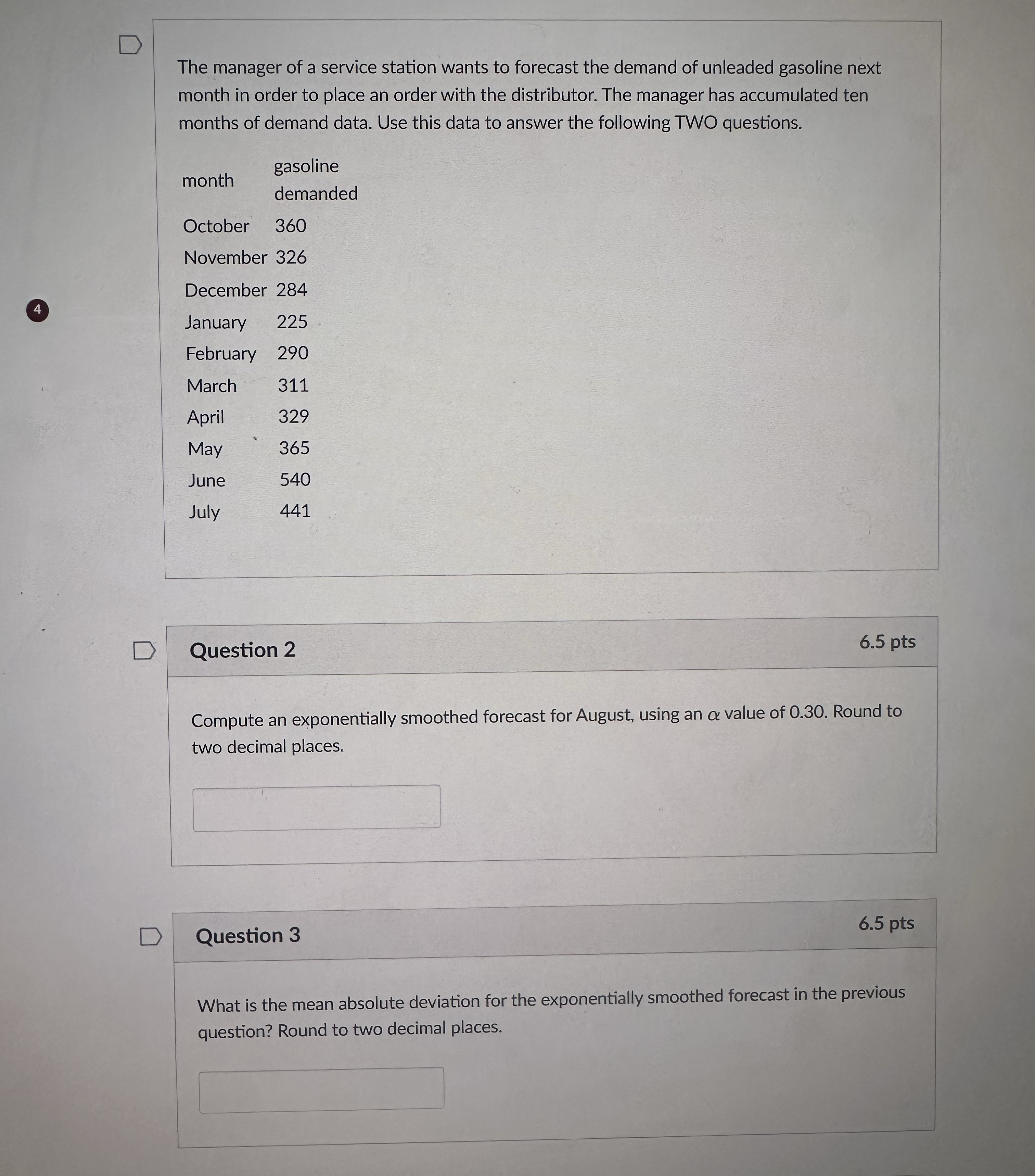 The manager of a service station wants to