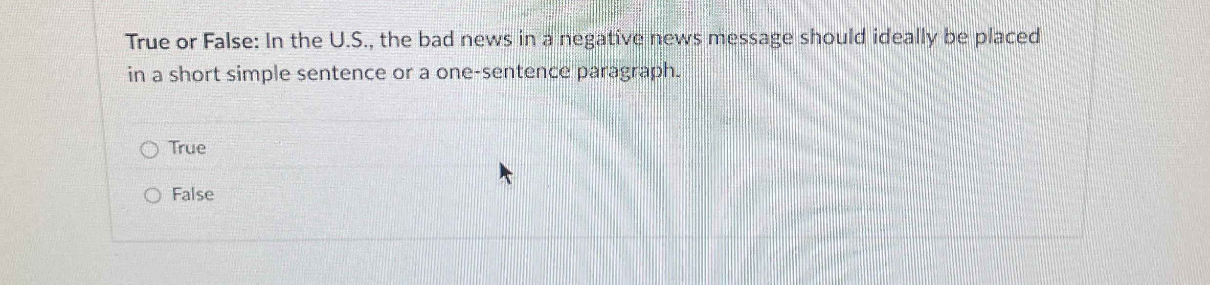 True or False: In the U . S . , the bad news in a