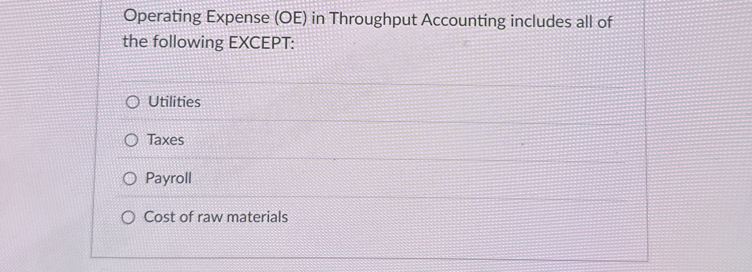 Operating Expense ( OE ) in Throughput Accounting