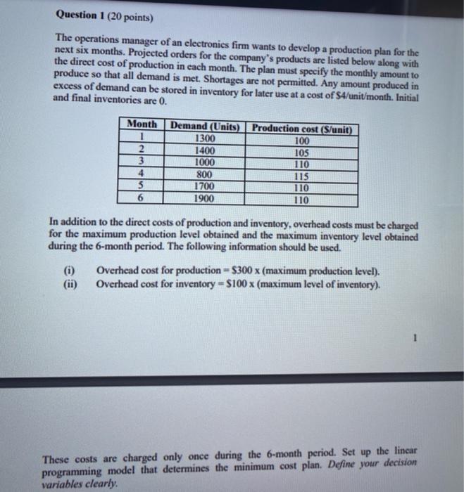 1.soru Question 1 (20 points) The operations