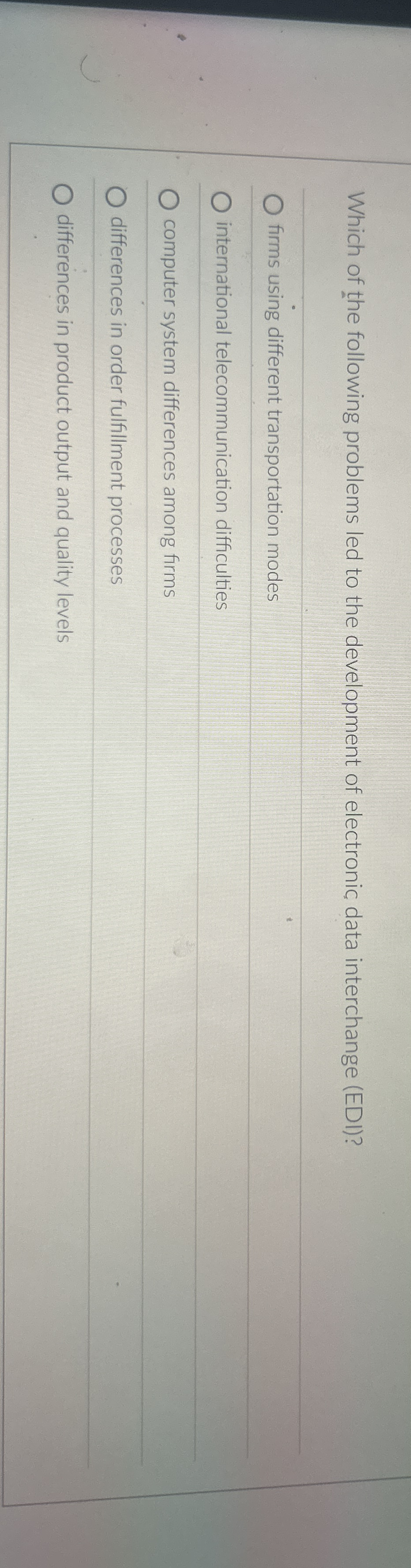 Which of the following problems led to the