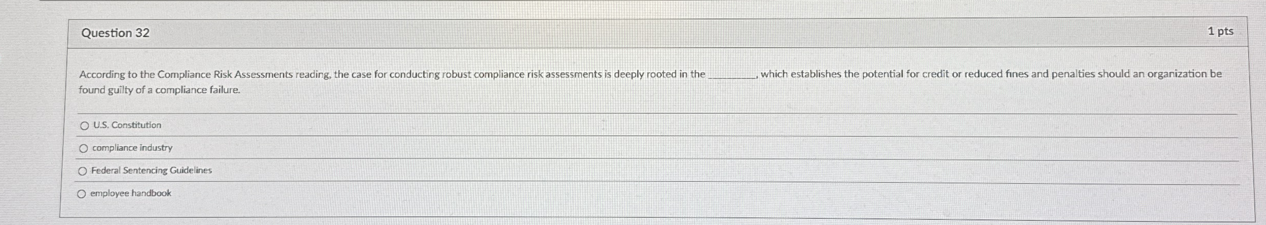Question 3 2 According to the Compliance Risk