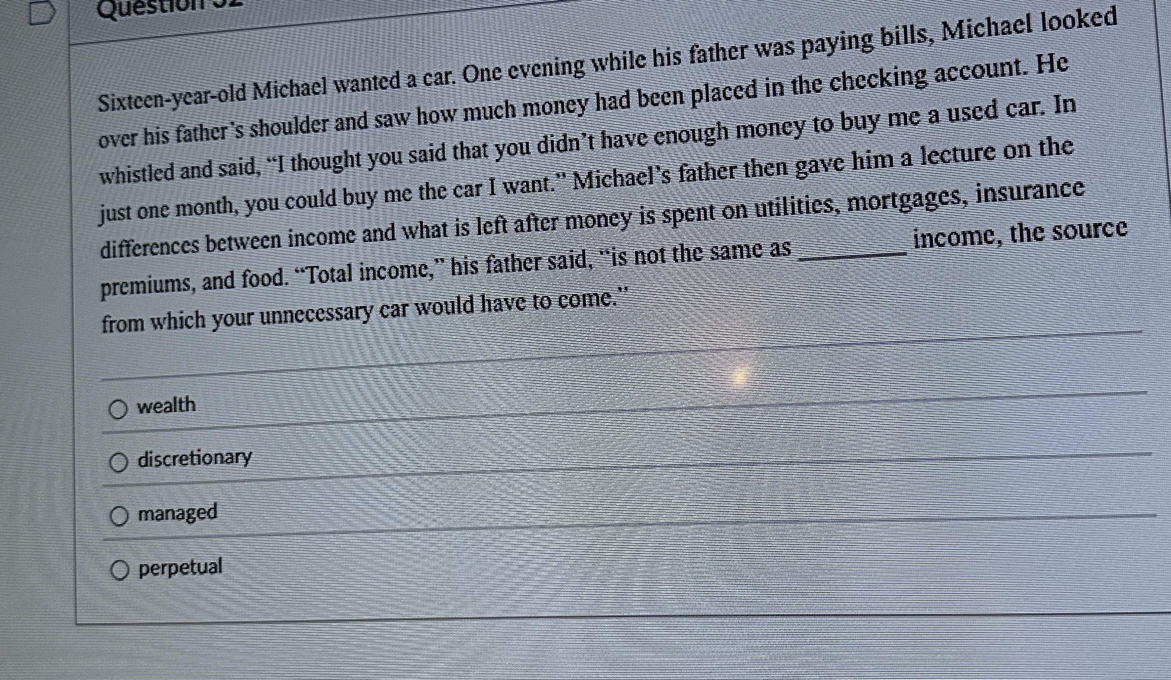 Sixten - year - ld Michael wanted a car. One