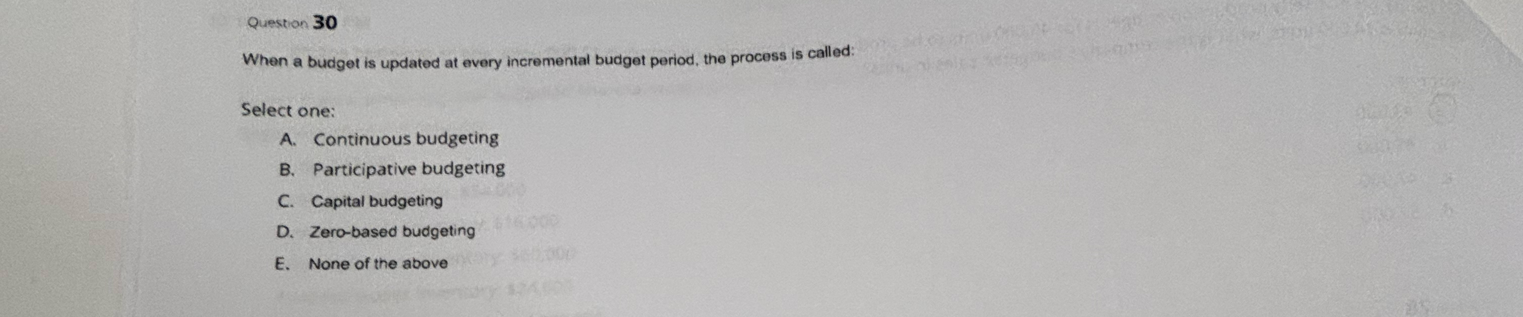 Question 3 0 When a budget is updated at every