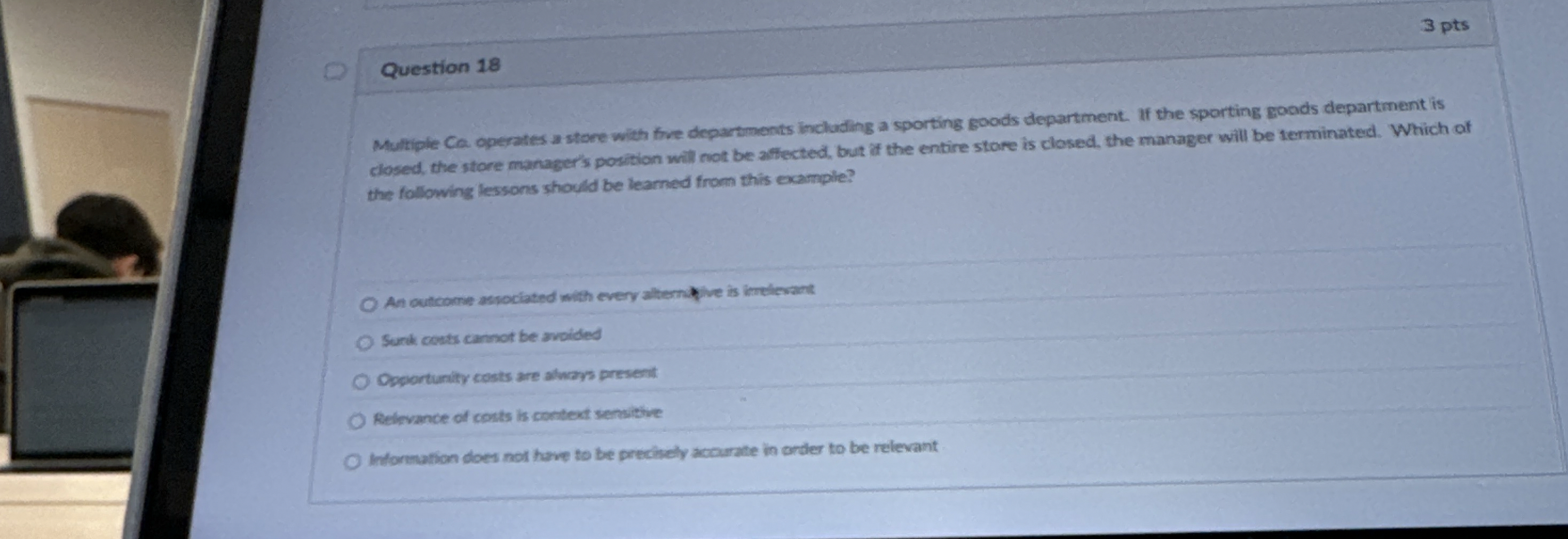 3 pts Question 1 8 Multiple Ca operates a store