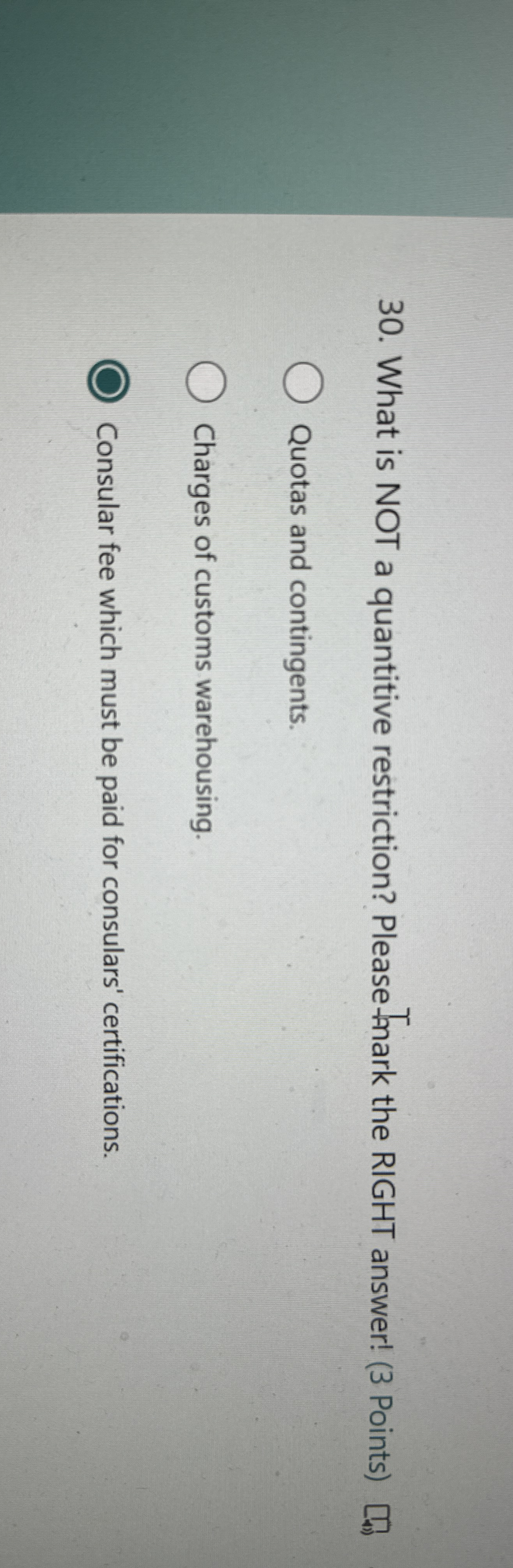 What is NOT a quantitive restriction? Please