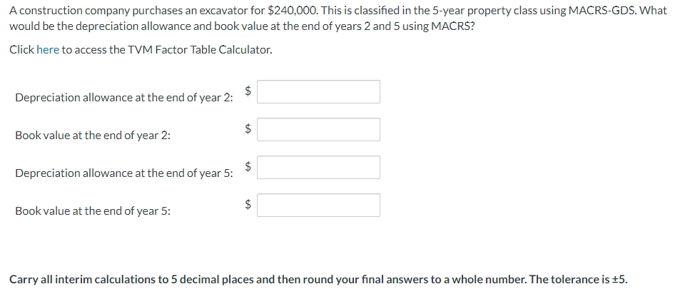 A construction company purchases an excavator for