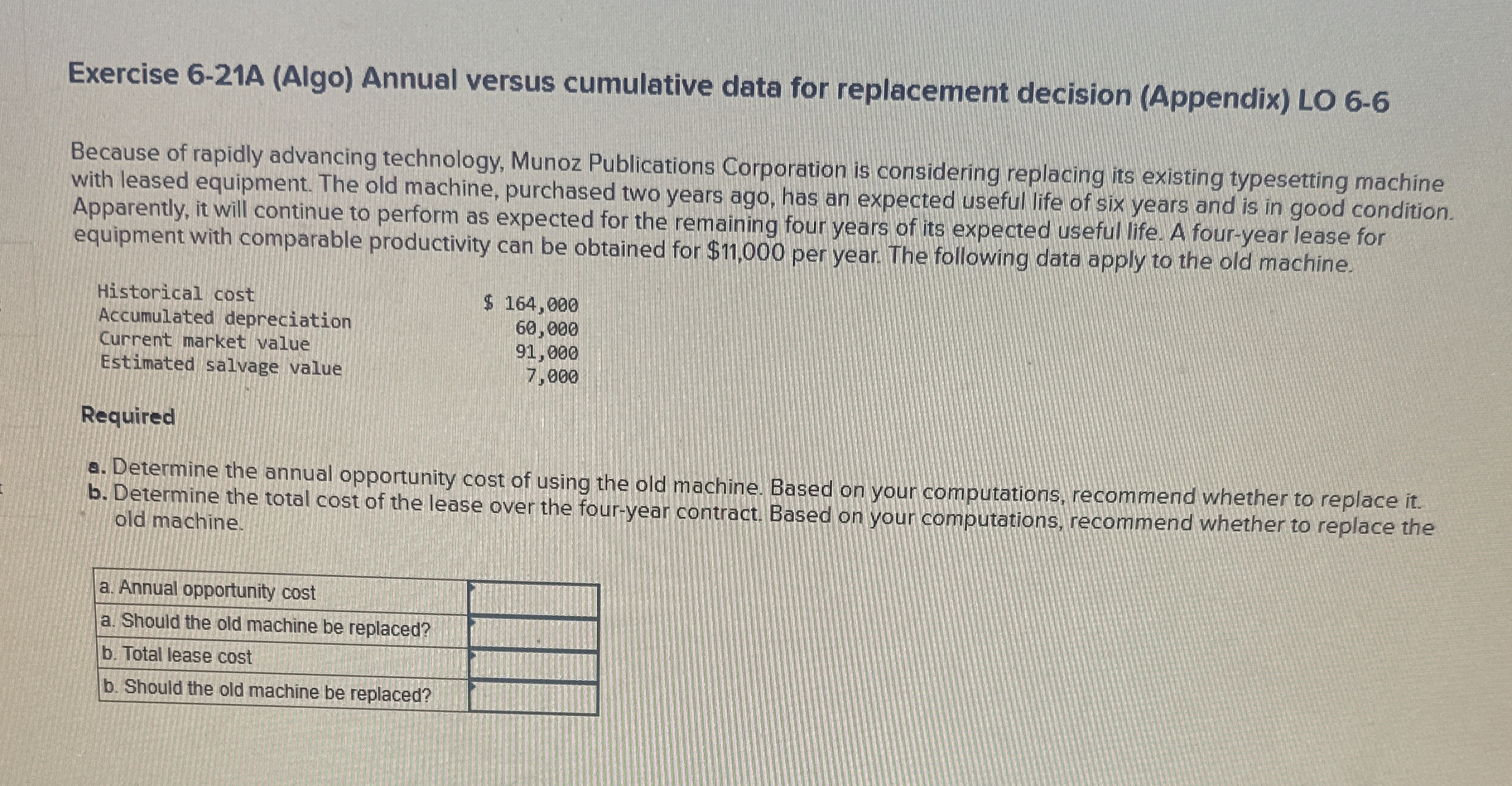 Exercise 6 - 2 1 A ( Algo ) Annual versus