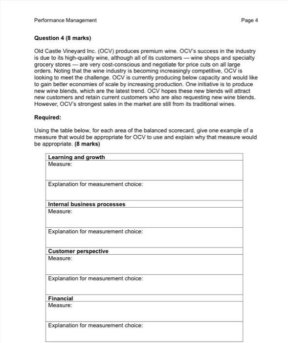 Performance Management Page 4 Question 4 (8