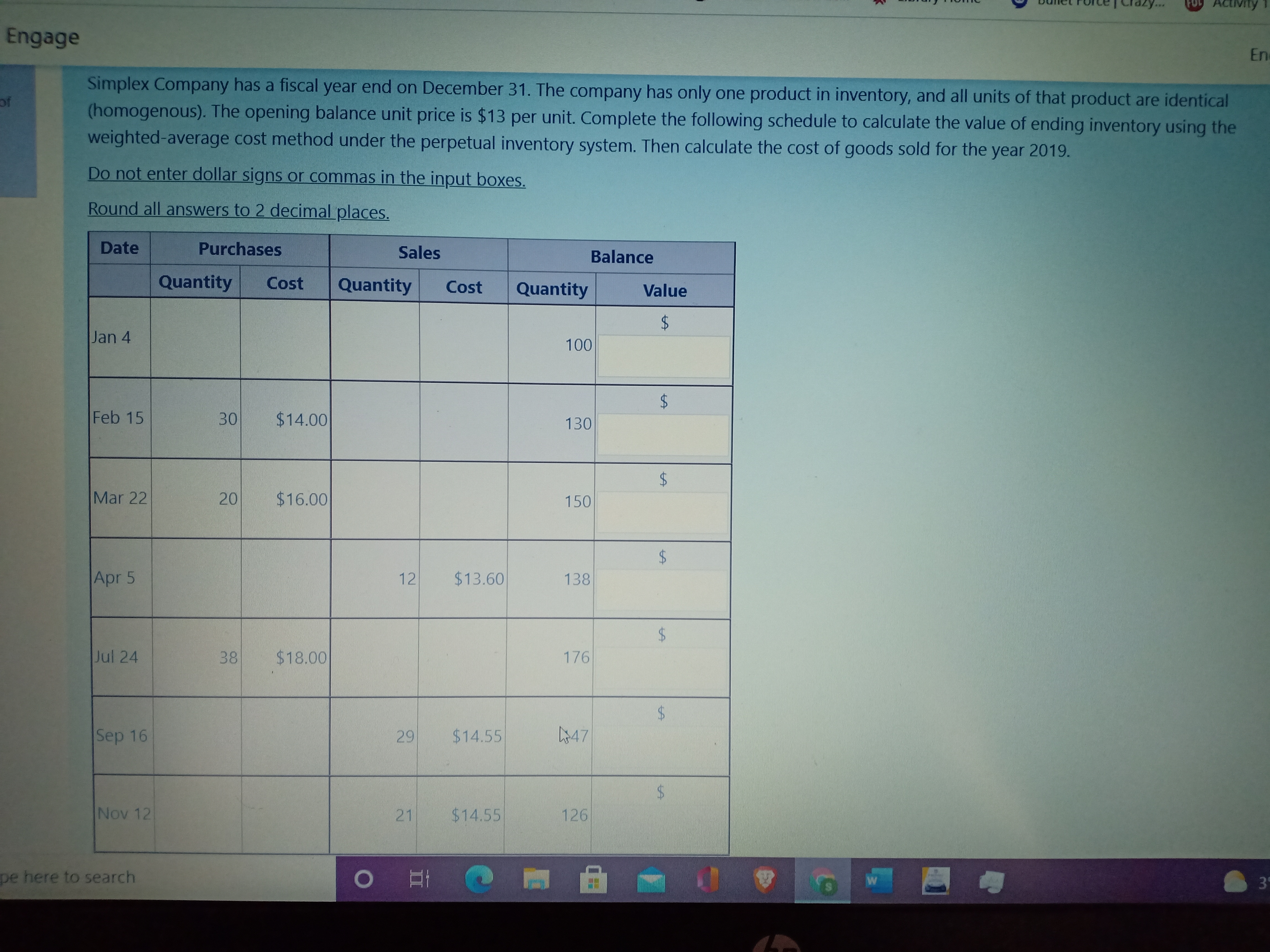 Engage En Simplex Company has a fiscal year end