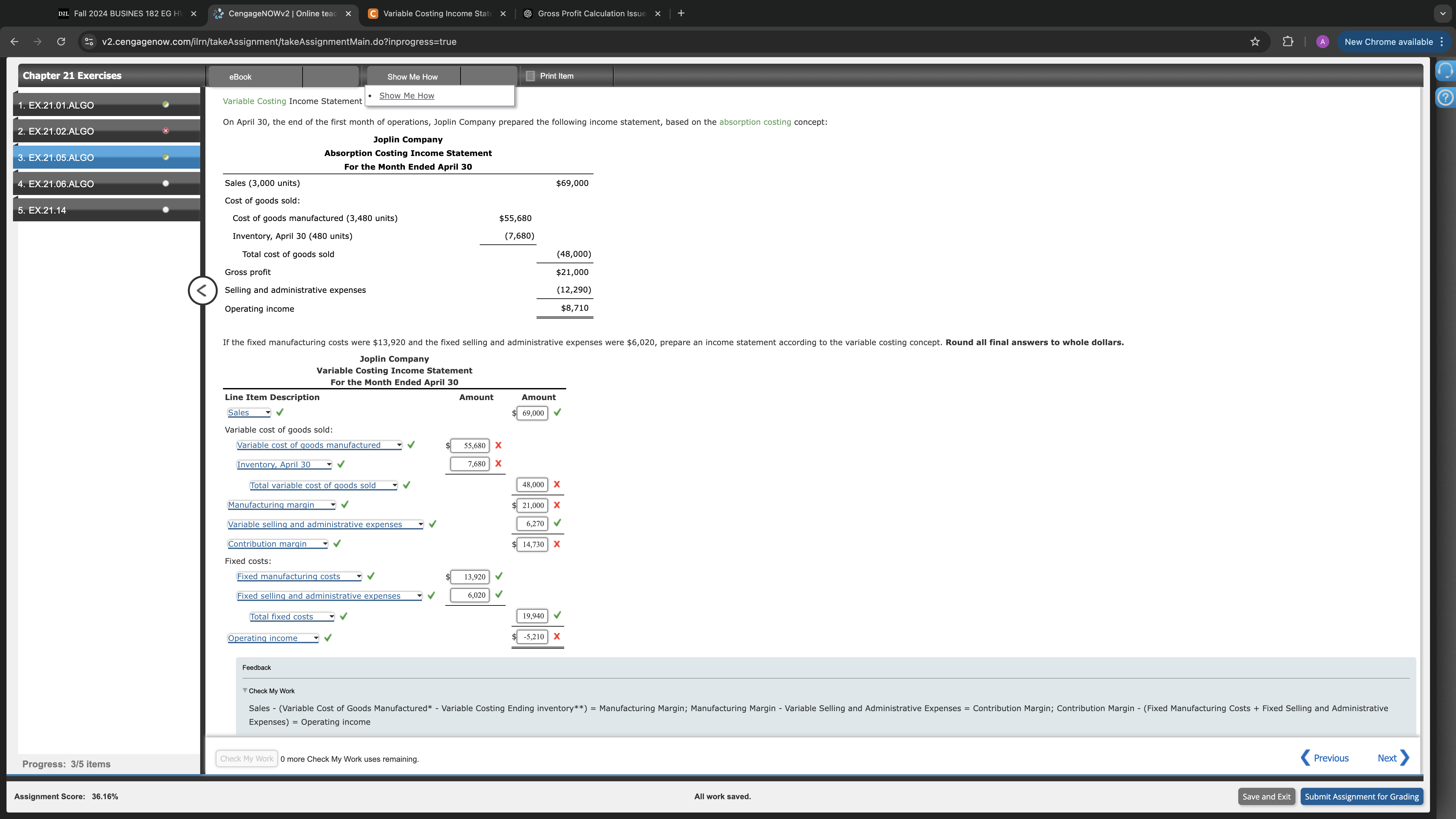 Why is Variable COGS manufactured is wrong?
