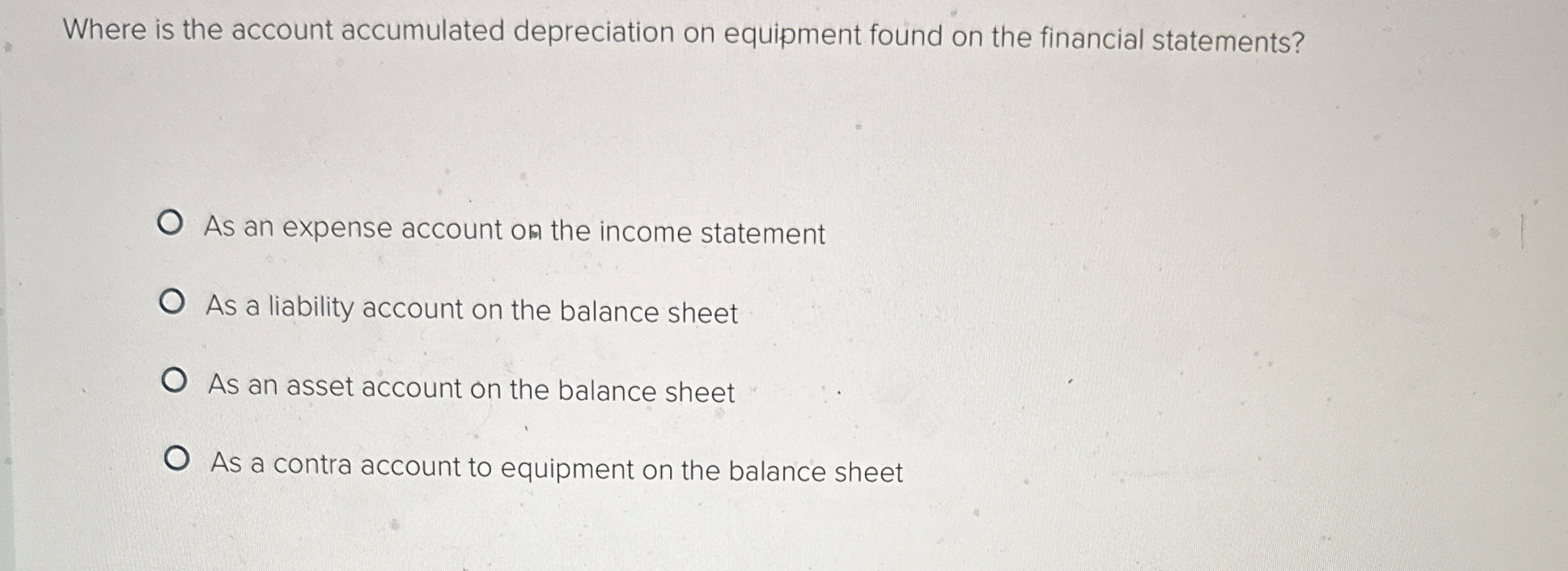 Where is the account accumulated depreciation on