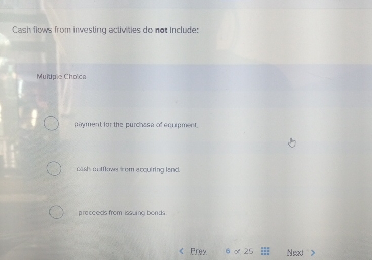 Cash flows from investing activities do not